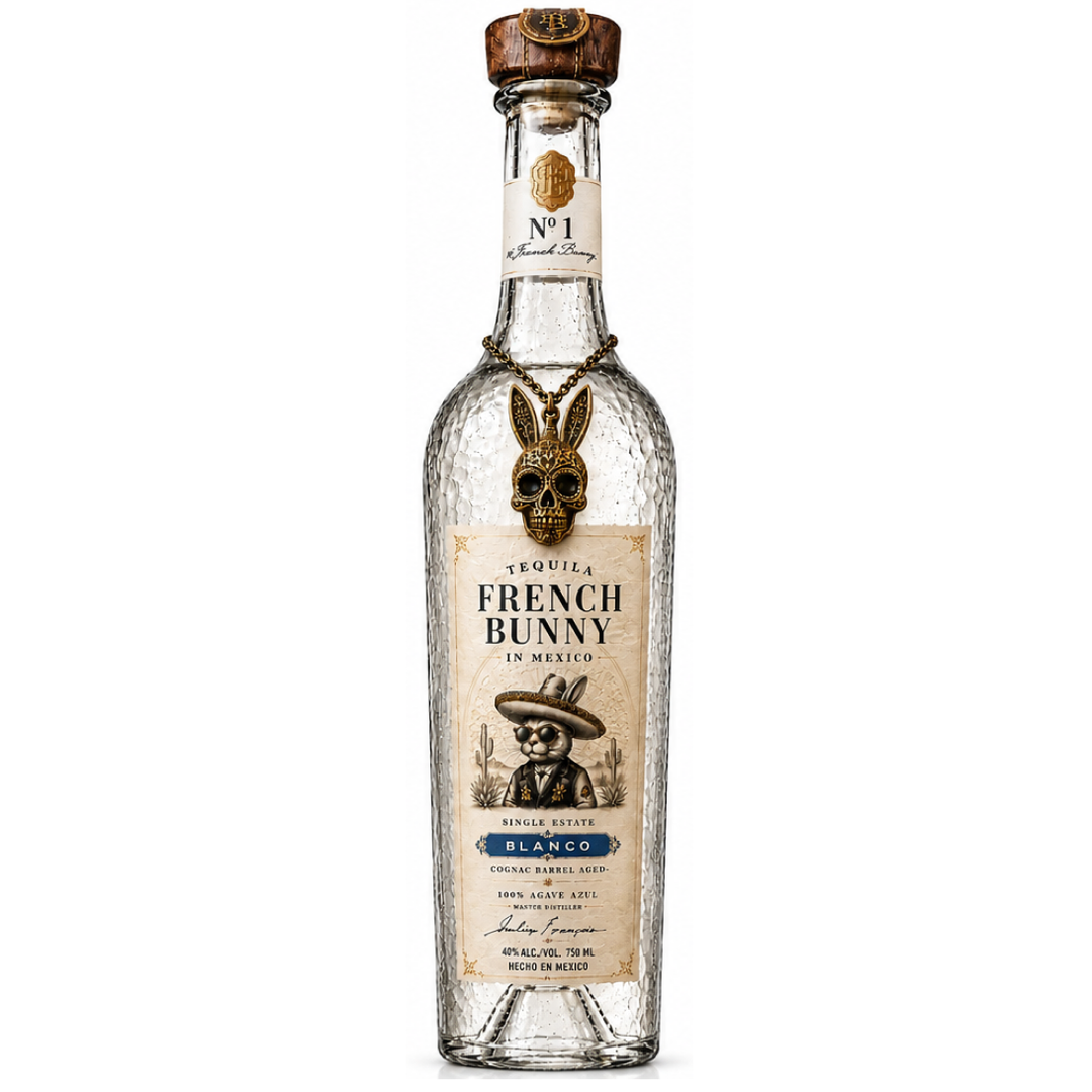 Tequila,  French Bunny, 100% Blue Weber Agave, Blanco, Zero Additives , 750 mL  , 40%