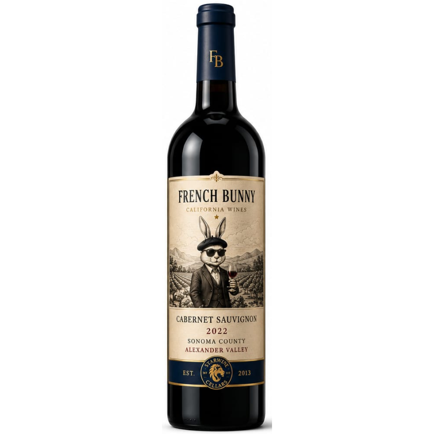 California Wine, French Bunny, Cabernet Sauvignon 2022, Sonoma County, Alexander Valley 750 mL,  XX %