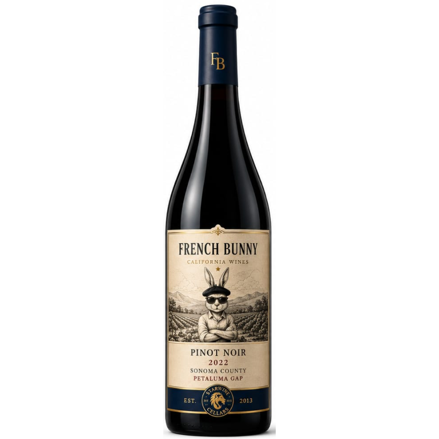 California Wine, French Bunny, Pinot Noir  2022, Sonoma County, Petaluma Gap,  750 mL,  XX %