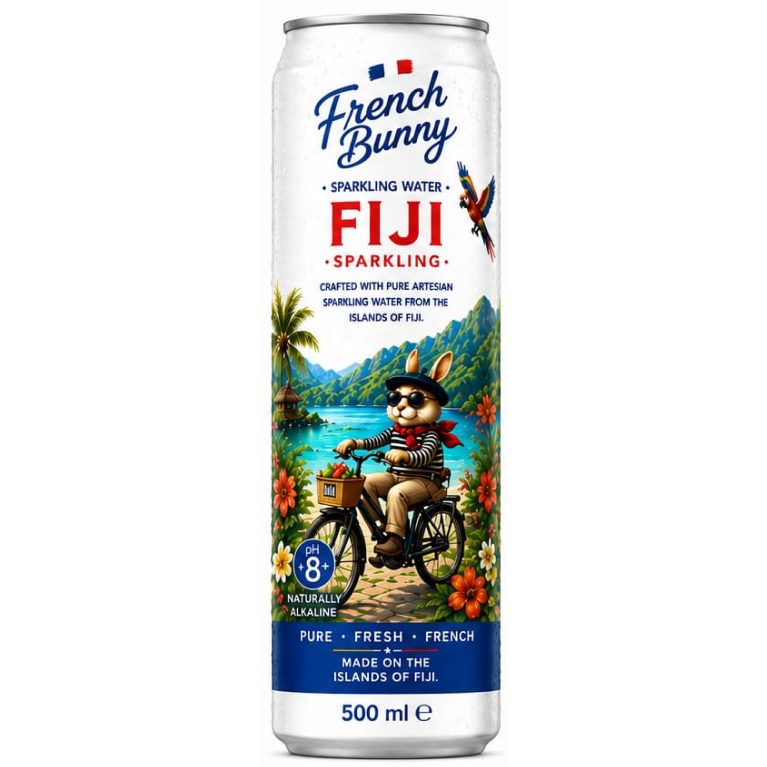 French Bunny, Pure Artesian  Sparkling Spring water from the  island of Fiji, 8 PH , 500 mL